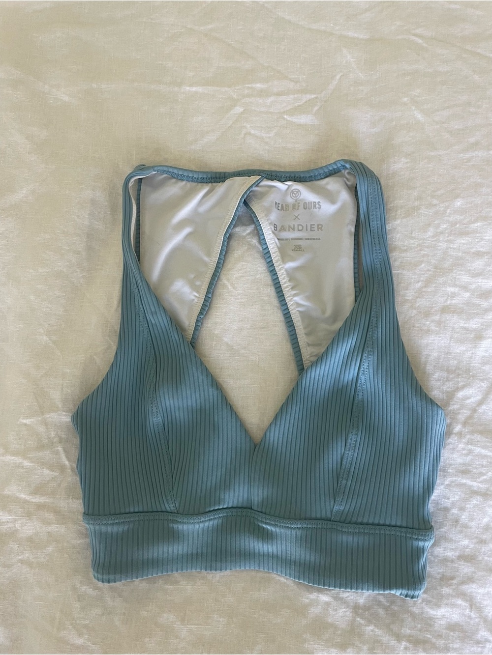 Year of Ours x Bandier Ribbed V-Neck Bralette in Sage